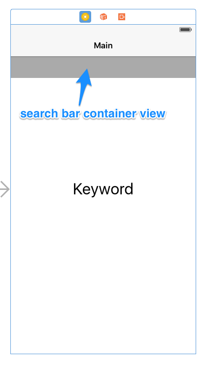 'Main scene showing search bar container view'