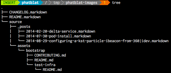 'an image from OS X Terminal showing a tree of only markdown files'